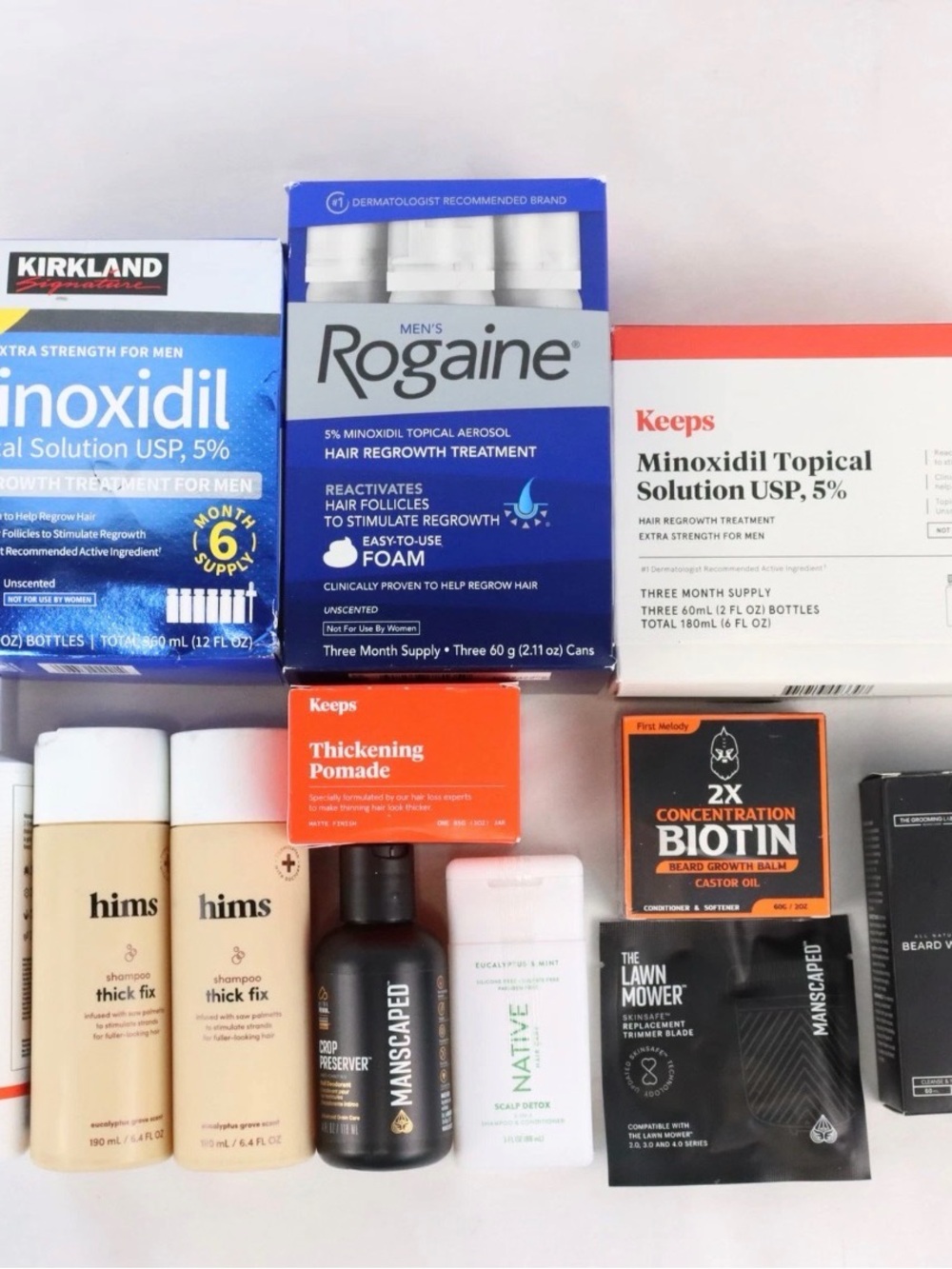 Hims, Keeps, Manscaped & More Men's Hair & Beard Regrowth Treatments Lot of 13